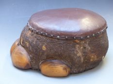 Late 19th / early 20thC taxidermy elephant footstool, H23 x Diameter 46cm