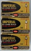One hundred and thirteen Imperial High Velocity .22 rifle cartridges, in original boxes. PLEASE NOTE