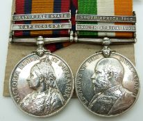British Army Queens South Africa Medal and clasps for Cape Colony and Orange Free State, named to