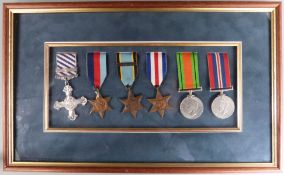 Royal Air Force WWII medals comprising replica Distinguished Flying Cross and bar, 1939/45 Star,