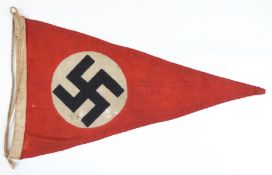 German Third Reich Nazi pennant, 33 x 20cm