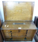 Mahogany Moore & Wright fitted tool chest with an arrangement of eight drawers