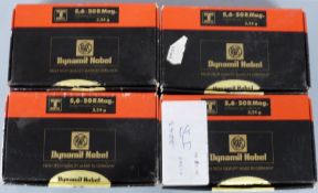 Eighty RWS Dynamit Nobel 5.6 x 50 R Mag rifle cartridges, all in original boxes. PLEASE NOTE THAT