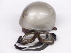 Vintage Everoak motorbike helmet and Stadium goggles