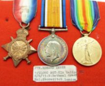 British Army WWI medals comprising 1914/1915 Star, War Medal and Victory Medal named to 10618 Pte