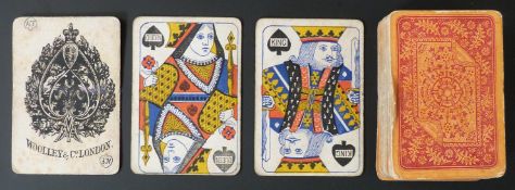 Woolley & Co, London playing cards. Standard double ended courts, round corners, Eureka indices (