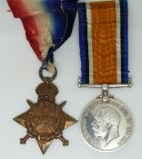 British Army WWI medals comprising 1914/15 star named to 15279 Pte H Stevens Royal Welch Fusiliers