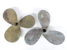 Two bronze ship or boat propellors, one marked P72349, diameter approximately 18 inches