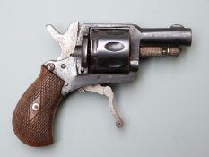 Belgian .22 eight shot blank firing double action revolver with chequered grips and 1.5 inch barrel,