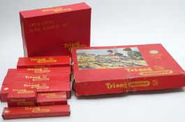 Nine Tri-ang 00 gauge model railway sets, locomotives and rolling stock including Train Set R3E,