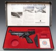 Webley Hurricane .22 air pistol with shaped and chequered grips, NVSN, in original box with