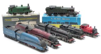Seven 00 gauge model railway locomotives including A4 Pacific Tri-ang Wrenn BR tank, Graham Farish