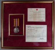 British Red Cross Society framed and mounted Voluntary Medical Services Medal, certificate named