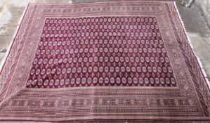 Large red ground rug or carpet 475 x 370cm.