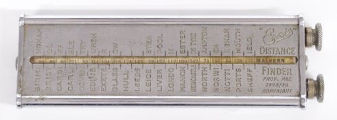 Enots distance finder showing the distance between British cities, with twin scroll mechanism, circa