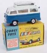 Corgi Toys diecast model Ford Thames 'Airborne' Caravan with two-tone dark and pale blue body and