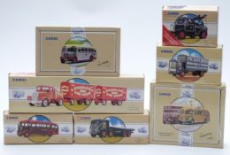 Seven Corgi diecast model commercial vehicles including Road Transport, Classics, Commercials,