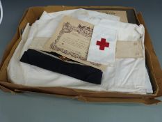 WWII British Red Cross uniform together with hat, arm band and certificate for Miss Helen Romer