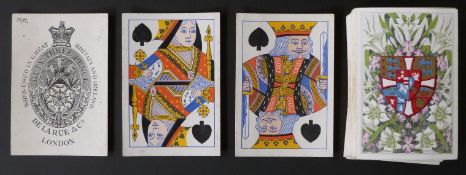 Thomas De La Rue & Co, London playing cards. Standard double ended courts. Backs show Danish Royal