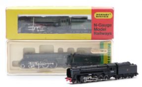 Three Hornby Minitrix N gauge locomotives comprising BR 4-6-2 Flying Scotsman 12949, BR 4-6-2