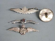Royal Flying Corps mother of pearl sweetheart brooch together with two RAF examples and one other