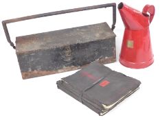 Leyland Titan handbooks, Ministry marked half gallon oil can and a Fordson tractor tool box
