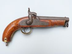 Swinburn & Son 56 bore percussion hammer action Sea Service belt pistol with lock stamped Tower 1855