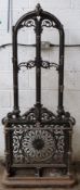 Caolbrookdale or similar cast iron hallstand with registered design kite mark to back, W81 x D27 x