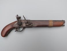 Flintlock hammer action style pistol with 9.5 inch barrel, overall length 40cm