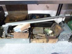 A large quantity of tools to include pipe and air tools and fittings, spanners, tyre pump etc