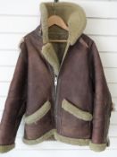 Douglas leather flying jacket with sheepskin liner, size small