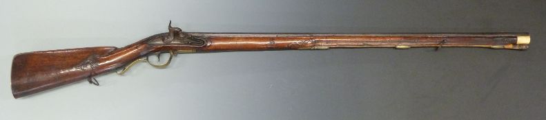 Continental 12 bore percussion converted from flintlock hammer action muzzle loading gun with all