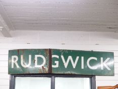 Rudgwick enamel Southern railway green signal box sign the vendor's late husband was a teacher