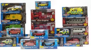 Twenty-one Teamsters model vehicles including Teamsters City, emergency vehicles, Cool Cruiser