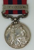 Indian Army India General Service Medal (1854) with clasp for Umbeyla, named to Lieutenant H R