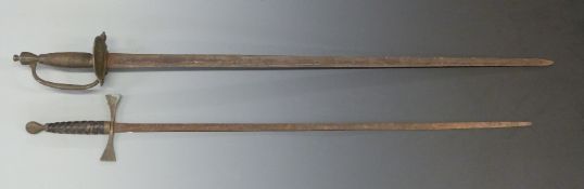Two swords including a 1796 pattern infantry officer's sword with 78cm blade.