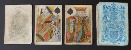 De La Rue & Co, England playing cards. Old Frizzle ace. Standard double ended courts. Unturned.