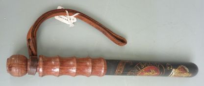 George V Rochester Special Police painted truncheon with leather strap, 40cm