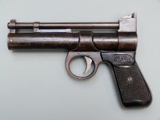 Webley Junior Model 1 post-war .177 air pistol with named and chequered grips, serial number 356.