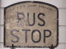 H.C. & B.R. joint services bus stop double sided metal sign, 27 x 31cm