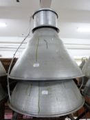 Two industrial/ shopfitting/ haberdashery Superdry light fittings Diameter 69cm