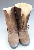 Royal Air Force WWII near pair of leather flying boots by Itshide, Petersfield, England, one boot