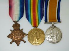 British Army WWI medals comprising 1914 Star, War Medal and Victory Medal named to 455 Gnr R