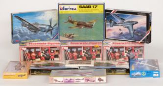Eleven Devell, Dinky and similar model kits including Military Kit diecast metal Scorpion Tank