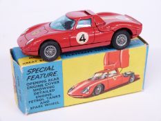 Corgi Toys Ferrari 'Berlinetta' 250 Le Mans with red body, spoked hubs and racing number 4 314, in