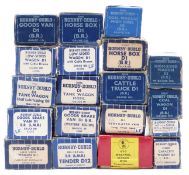 Nineteen mainly Hornby Dublo 00 gauge model railway wagons, trucks, vans and tenders, all in