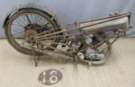 1927 Cotton 350cc OHV works racing motorcycle DF 2694, recently discovered in a local house