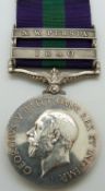 British Army General Service Medal with clasp for N W Persia and Iraq, named to 33344 Pte J Rice,