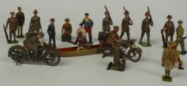 Eighteen Britains and similar lead and diecast model soldiers including a Native American in
