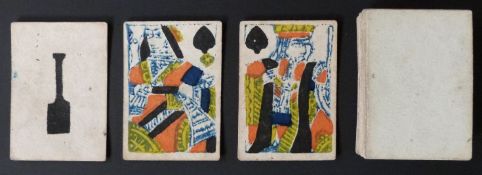 English small format ‘toy’ playing cards 56 x 40mm. Ace of Spades is a garden spade. Standard full